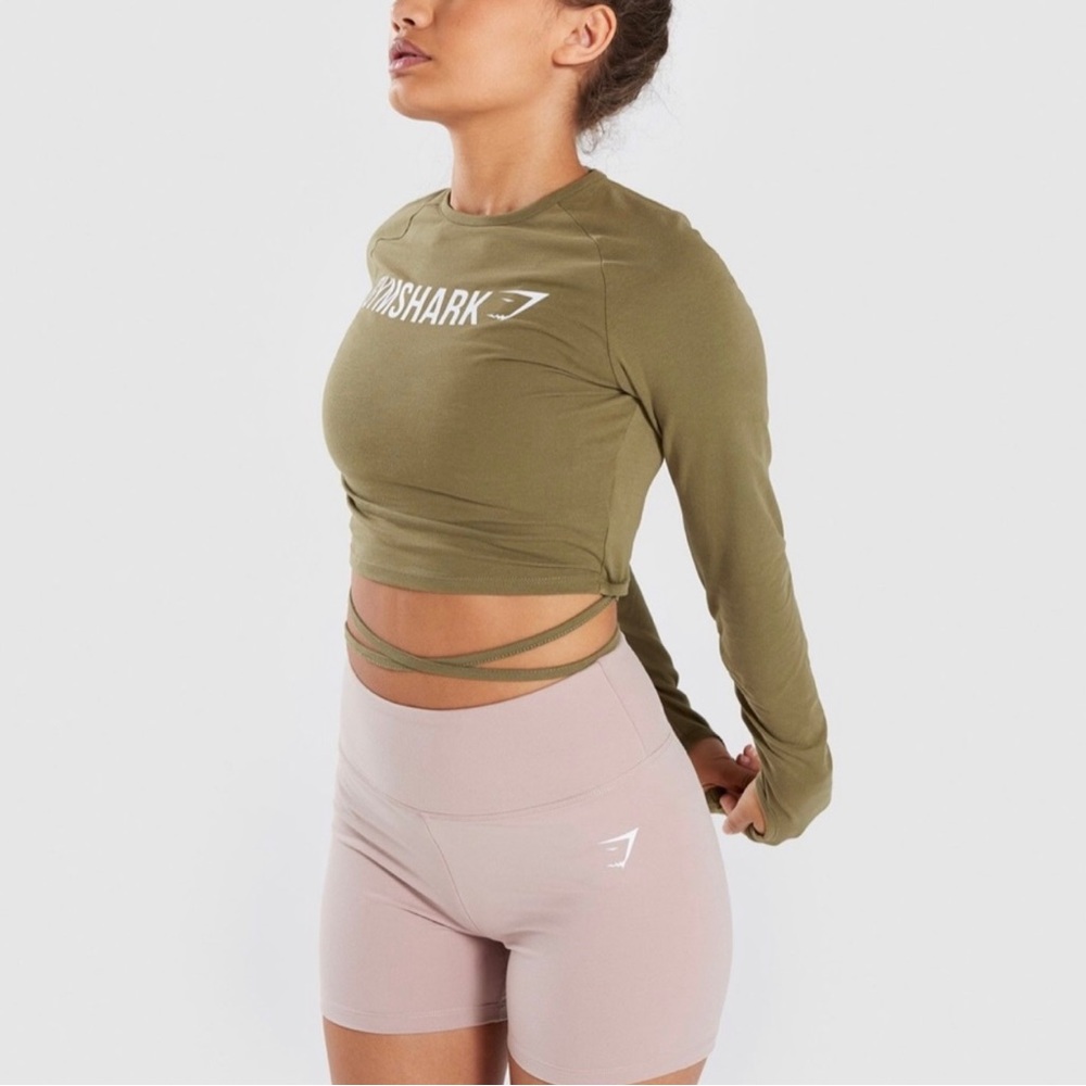 Gymshark olive tie crop top